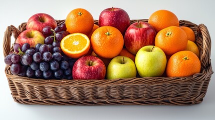 Canvas Print - Vibrant fruit basket with apples, oranges, and grapes