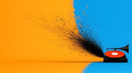 Poster - Colorful Vinyl Explosion A Vibrant Artistic Expression