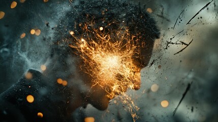 Poster - Dynamic Explosion of Light and Energy in Human Form Transformation Scene