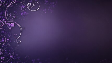 a deep violet background covered in glittering swirls and flourishes of purple and silver. subtle he