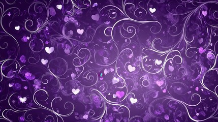 a deep violet background covered in glittering swirls and flourishes of purple and silver. subtle he