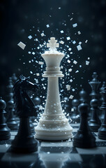 Dramatic Chess Capture: White Queen Defeats Black Knight in Critical Moment