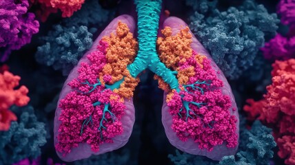 Poster - Exploring lungs and their structure scientific study digital art abstract environment close-up view biology concept