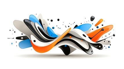 Wall Mural - Abstract Colorful Wave Design   D Fluid Shapes  Modern Art Background