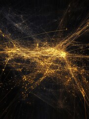 Aufkleber - Glowing lines and dots representing a global network amidst a dark background creating a vibrant digital landscape. Generative AI