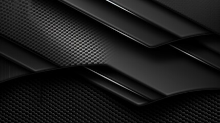 Poster - Abstract Black and Grey Geometric Pattern Design Background Texture with Overlapping Layers and Subtle Curves