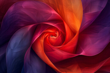 Poster - Swirling colors of red, orange, and purple create a mesmerizing spiral pattern, evoking feelings of motion and depth, perfect for capturing attention in any artistic setting.