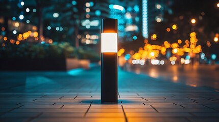 Canvas Print - Illuminated path light on city street at night.