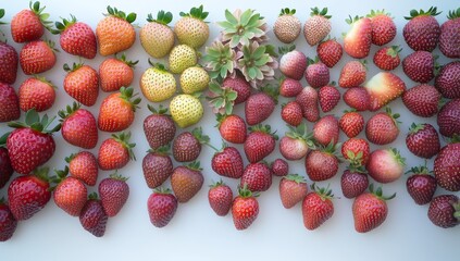 Poster - Colorful strawberry variety flat lay.