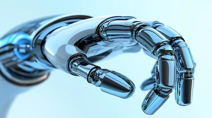 Poster - Close-up of a metallic robotic hand, fingers gently curved, suggesting precision and dexterity.