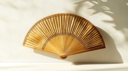 Poster - bamboo woven fan with a modern twist, incorporating subtle golden accents and minimalist patterns for Chinese New Year.
