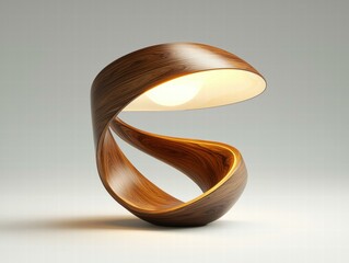 Poster - Modern wooden table lamp. AI.