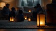 © Cozirlax - Family Gathering in a Cozy Living Room with Candlelight During Power Outage in a Warm Atmosphere