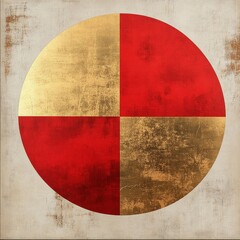 Poster - Abstract Red and Gold Geometric Circle Design