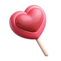 Heart shaped lollipop with shiny red design symbolizing love and romance