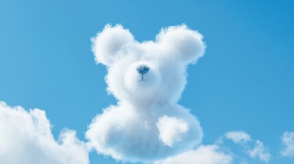 Poster - Fluffy Cloud Bear in a Bright Blue Sky