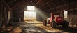 © diowcnx - [Rustic barn interior with tractor and natural light] Rustic barn interior with old tractor and natural light