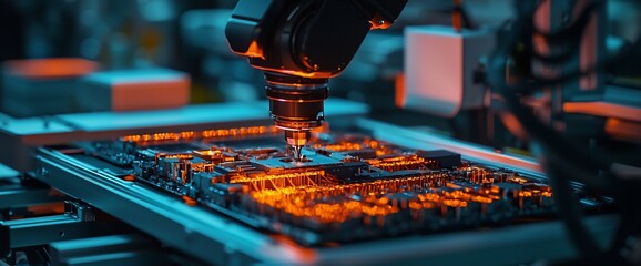 Poster - Robotic arm assembling circuit board.