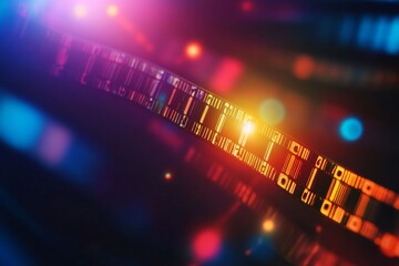 Fototapete - Glowing data stream, abstract background, digital, futuristic