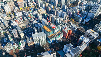 Aufkleber - city, construction, landscape, scenery, urban, town, society, aerial view, drone, buildings, economy, urban area, business, administration, blue sky, copy space, daytime, sunny, bright, public, local,