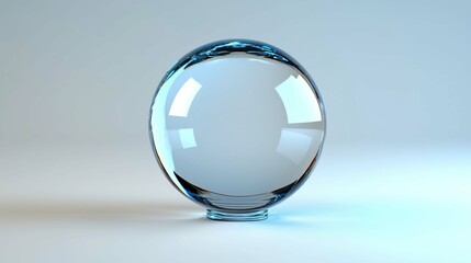 Poster - Captivating Glass Sphere: A Study in Light and Reflection.  A mesmerizing image showcasing a crystal clear sphere, its smooth surface reflecting light with stunning clarity.