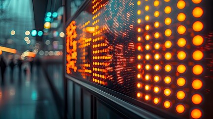 Poster - Captivating LED Display: Urban Night Lights, Digital Signage, Technology, Abstract Background