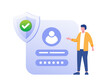 © yelosmiley - Businessman Highlighting Online Login Details and Security Shield Illustrations