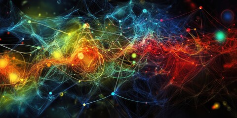 Aufkleber - An abstract design of interconnected lines and data nodes that represent online marketing strategies and tech networking.