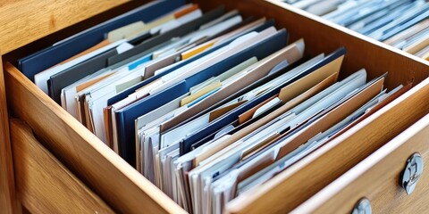 Poster - A corporate professional organizing both digital and paper files, maintaining an efficient workspace while demonstrating attention to detail.