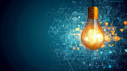 Poster - Illuminating Innovation: A Glowing Lightbulb Representing Technological Advancement and Creative Ideas