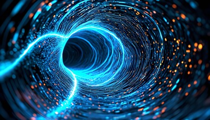 Poster - Exploring a digital vortex virtual reality space 3d animation futuristic environment abstract concept