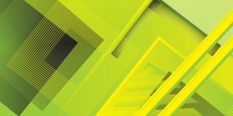 Poster -  green and yellow background. flat yellow gradation wavy geometric background. geometric triangles shapes. creative minimalist and various modern geometric shapes for background perfect for wallpaper