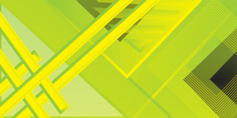 Poster - green and yellow background. flat yellow gradation wavy geometric background. geometric triangles shapes. creative minimalist and various modern geometric shapes for background perfect for wallpaper