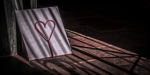Poster - A heart made of wire is on a white background