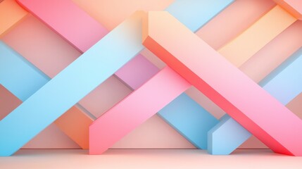 Poster - Abstract Geometric Background with Colorful 3D Shapes in Pastel Shades for Creative Projects and Designs