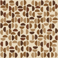 Fototapete - Vector simple shapes rounded coffee pattern. Brown repeated beans coffee pattern. Seamless vector.