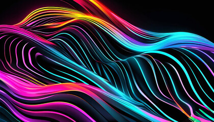 Poster - Colorful Abstract Wave Pattern with Fractal Lines and Energy Motion