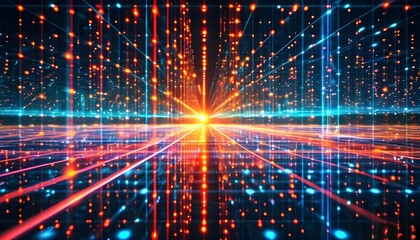 Poster - Glowing Abstract Background with Lights and Stars