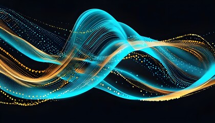 Poster - Fractal Wave Pattern Design with Flowing Lines and Light