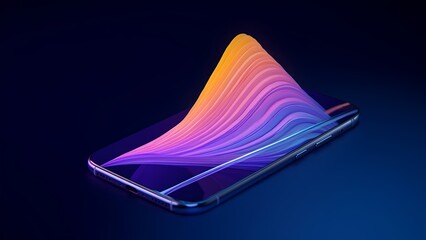 Poster - Innovative digital wave display on smartphone technology graphic design dark background creative perspective