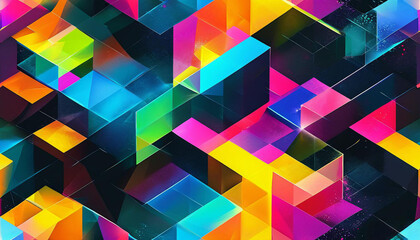 Poster - Colorful Abstract Geometric Pattern with Squares and Triangles