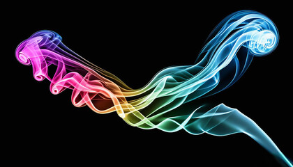 Poster - Colorful Smoke Flowing on a Black Background