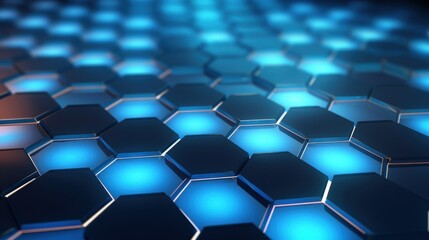 Wall Mural - a seamless background of overlapping hexagons, glowing softly with a tech-inspired design, represent