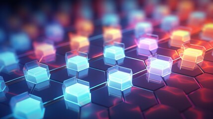 Wall Mural - geometric hexagon design featuring a seamless, interconnected pattern, glowing softly, with subtle