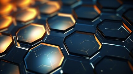 Wall Mural - hexagonal shapes in a dynamic arrangement, with light digital textures, representing a futuristic sc
