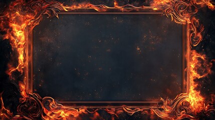 Poster - Burning frame on a dark background. 3d rendering, 3d illustration.
