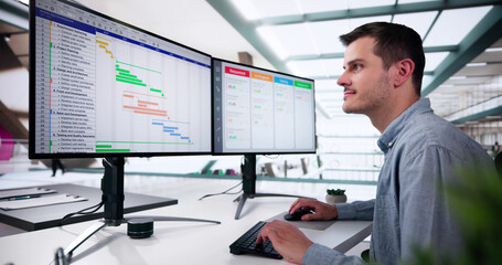 Poster - cloud scrum calendar on desktop computer