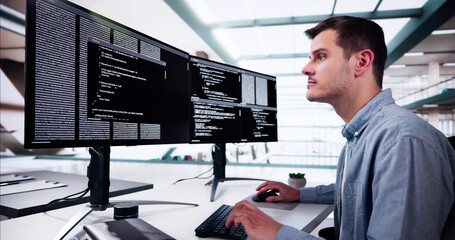 Fototapete - Web Developer Coding On Computer