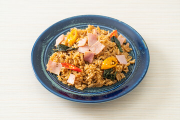 Wall Mural - ham fried rice with herbs and spices