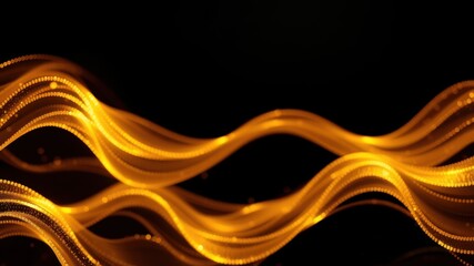 Poster - Abstract Golden Waves of Light Flowing Through Darkness